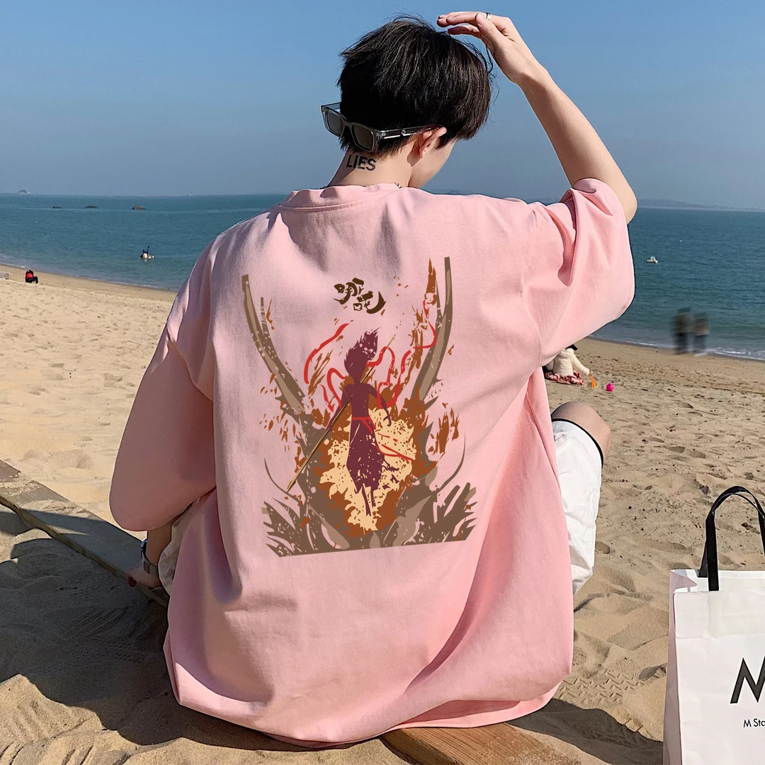 WSYYQIUYI潮流纯棉短袖t恤男款夏季圆领宽松港风潮牌大码男士休闲