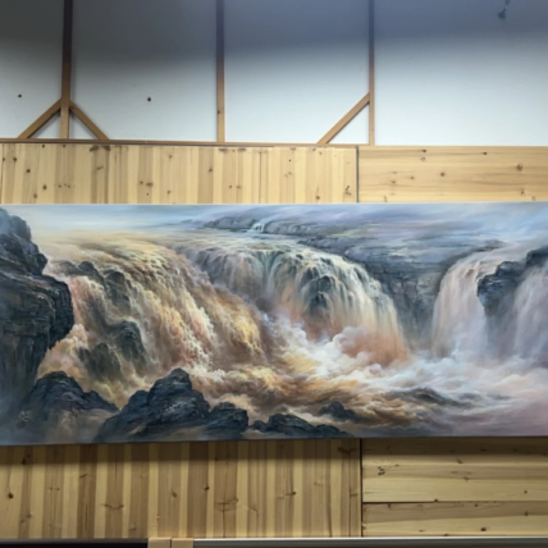 国风山水《黄河奔腾图》之一，画芯尺寸80/220