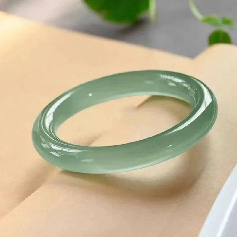 非金属玻璃手镯 纯天然A货镯子女款手环浅绿色圆条玉镯细款玉手镯