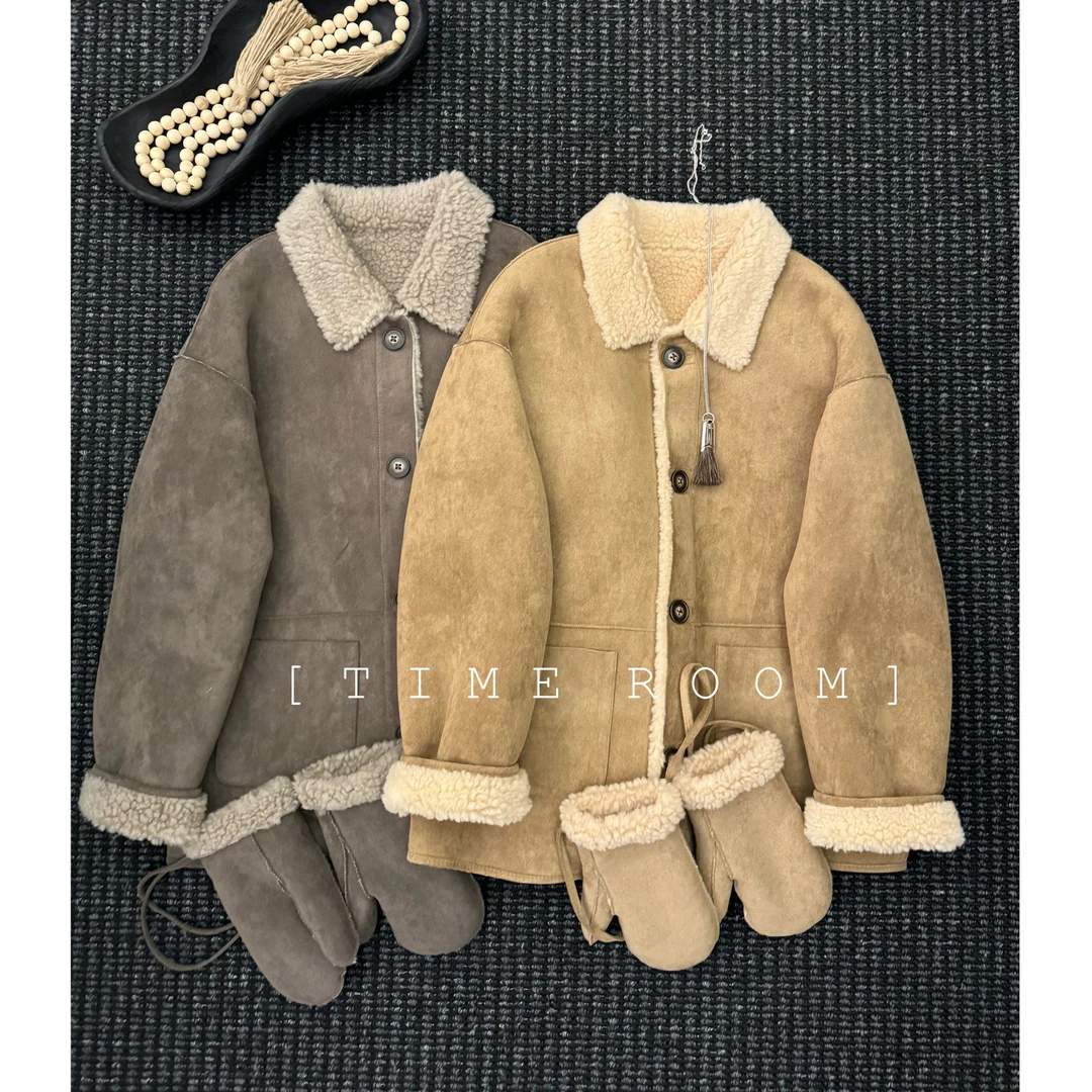 2025冬季新品休闲款全羊毛两面穿保暖外套送手套