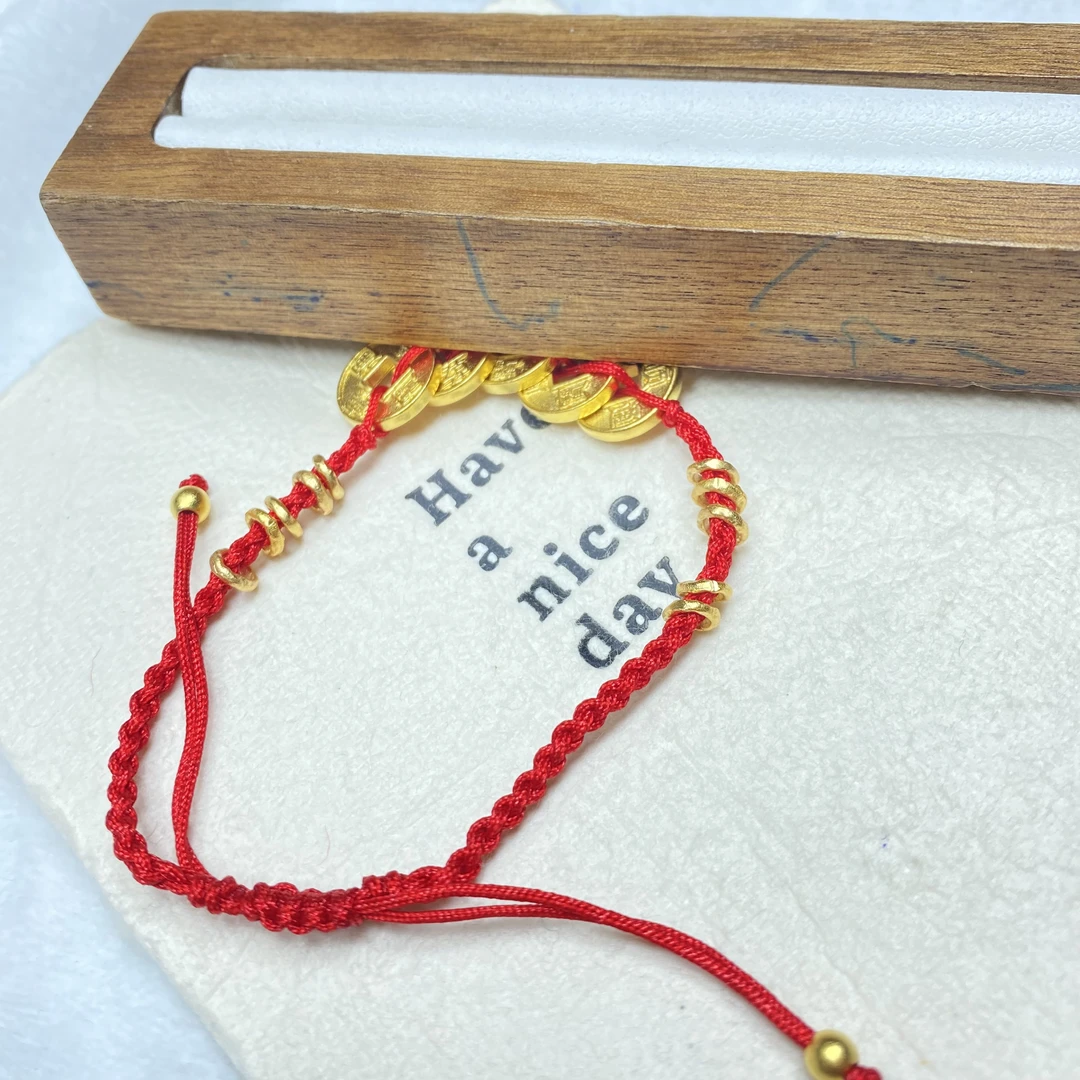 手链 A黄色铜钱盘缠红绳手链多样性发货46820