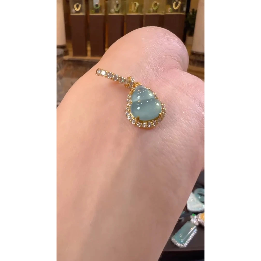 翡翠银S925镶嵌吊坠(不含链)天然A货翡翠JJ30多样性发一