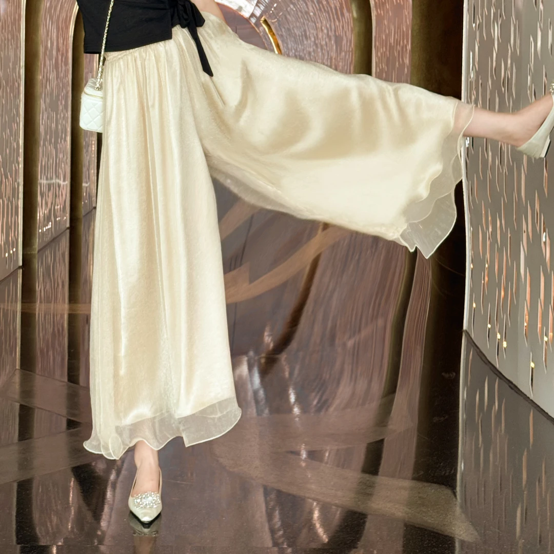 蔡小姐禅意阔腿裤女高腰设计感轻奢显瘦气质收腰温柔风叠穿风显瘦