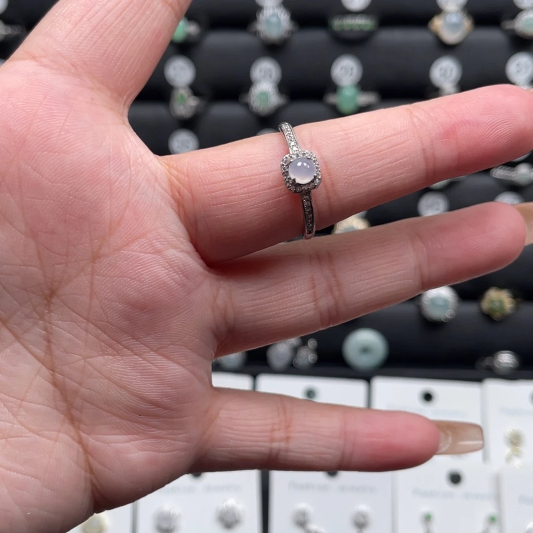 翡翠戒指银S925镶嵌戒指