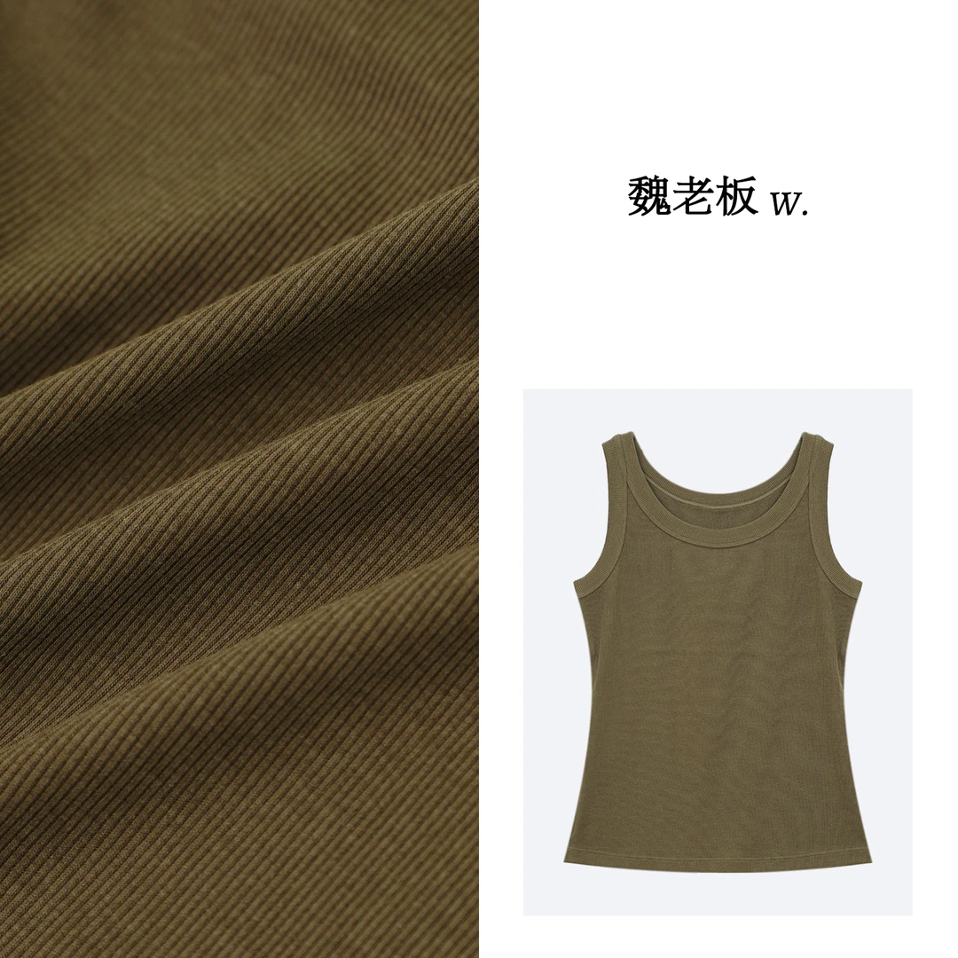 W.Diva【瓦解】棉夏季时尚柔软舒适拉架罗纹百搭圆领背心2T1705002