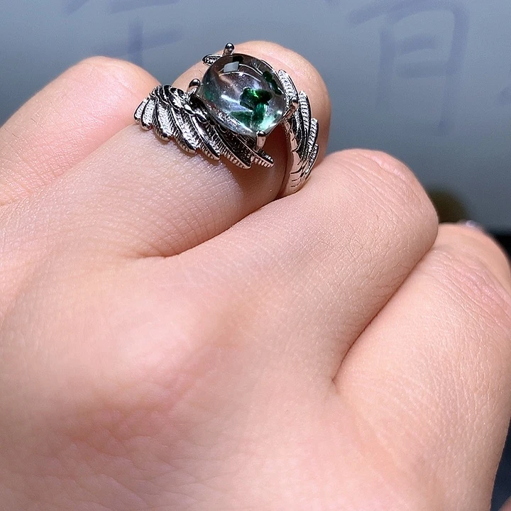 鱼***银S925镶嵌戒指水晶水晶
