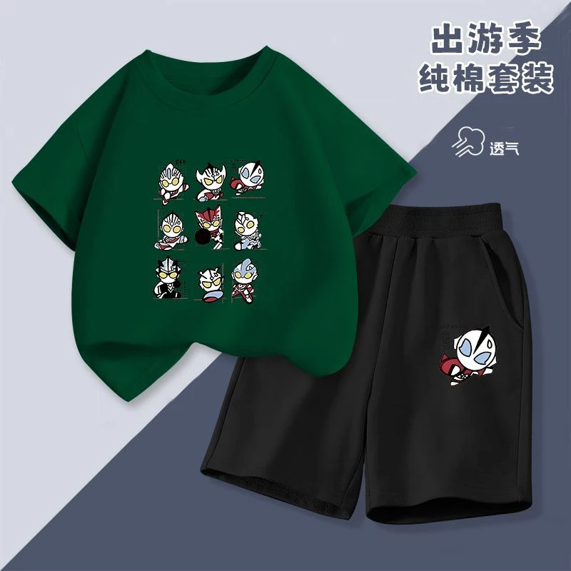 儿童纯棉短袖套装夏季新款运动两件套装装男女童潮流中大童男童套