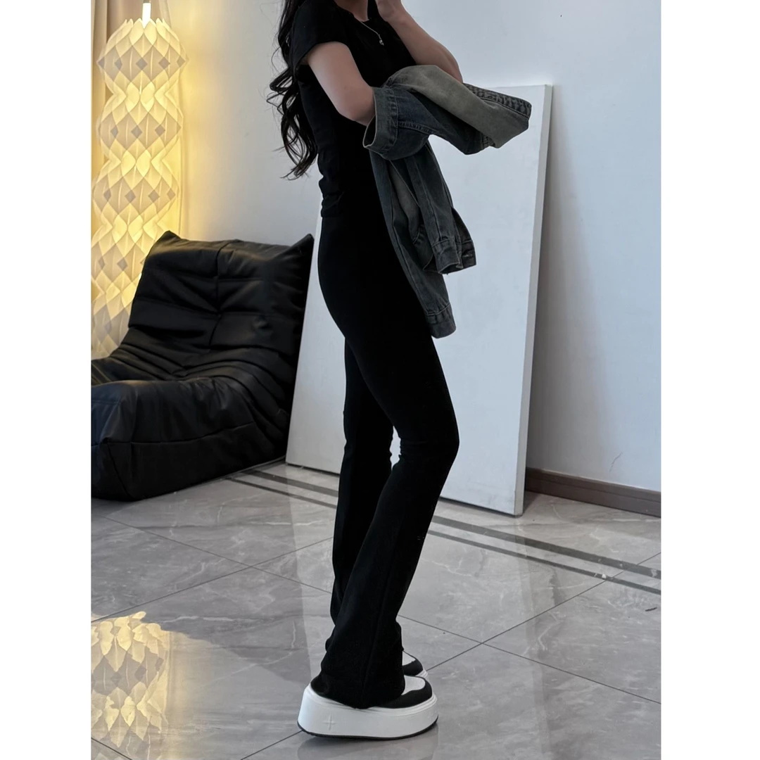 【汪酱】 西装微喇裤  显瘦神裤 设计感修身显瘦高腰微喇裤