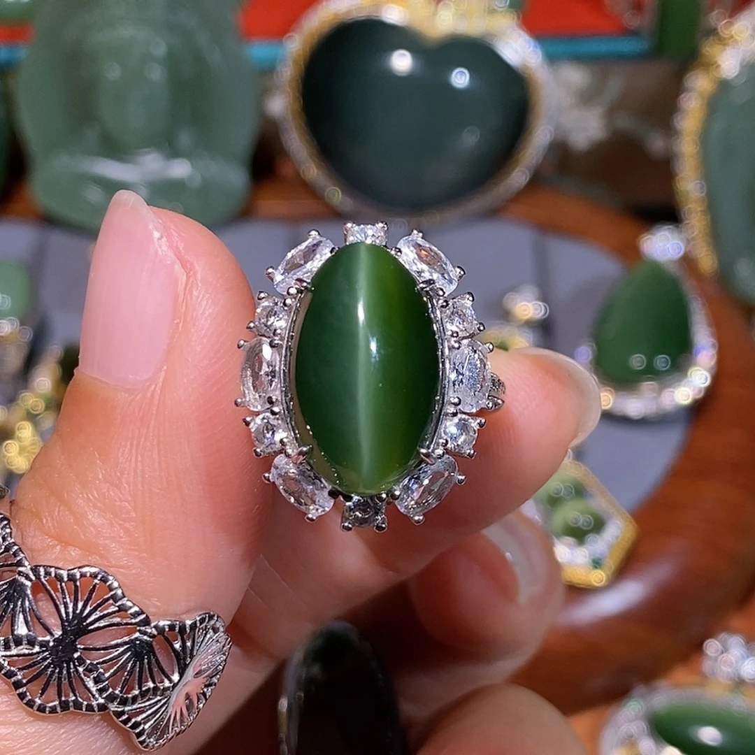 一***一和田玉（碧玉）银S925镶嵌戒指