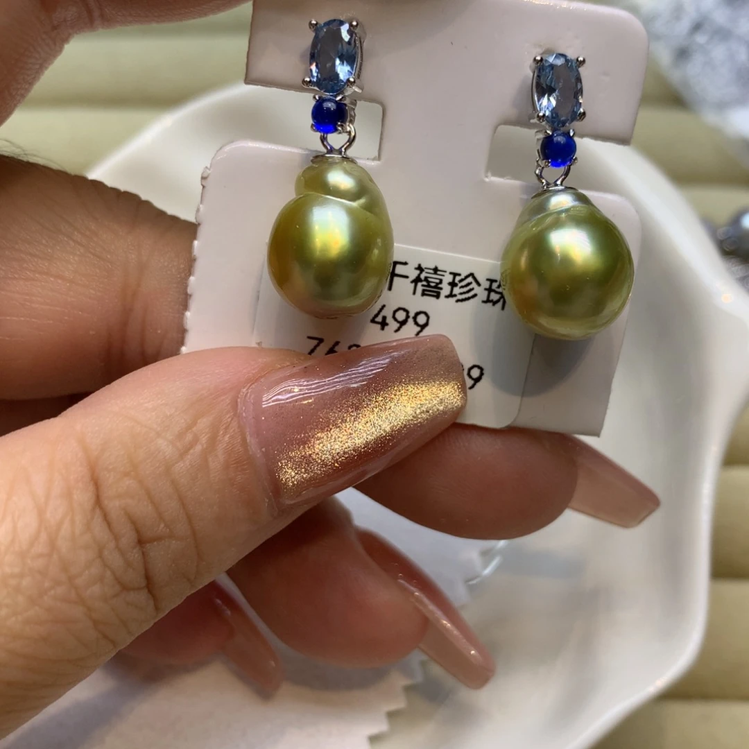 银S925镶嵌耳饰海水珍珠