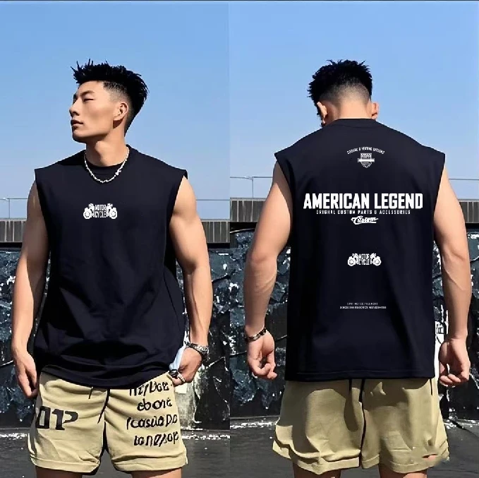 HUIHUANGPAUL/辉煌保罗夏季宽松打底运动休闲无袖背心摩托