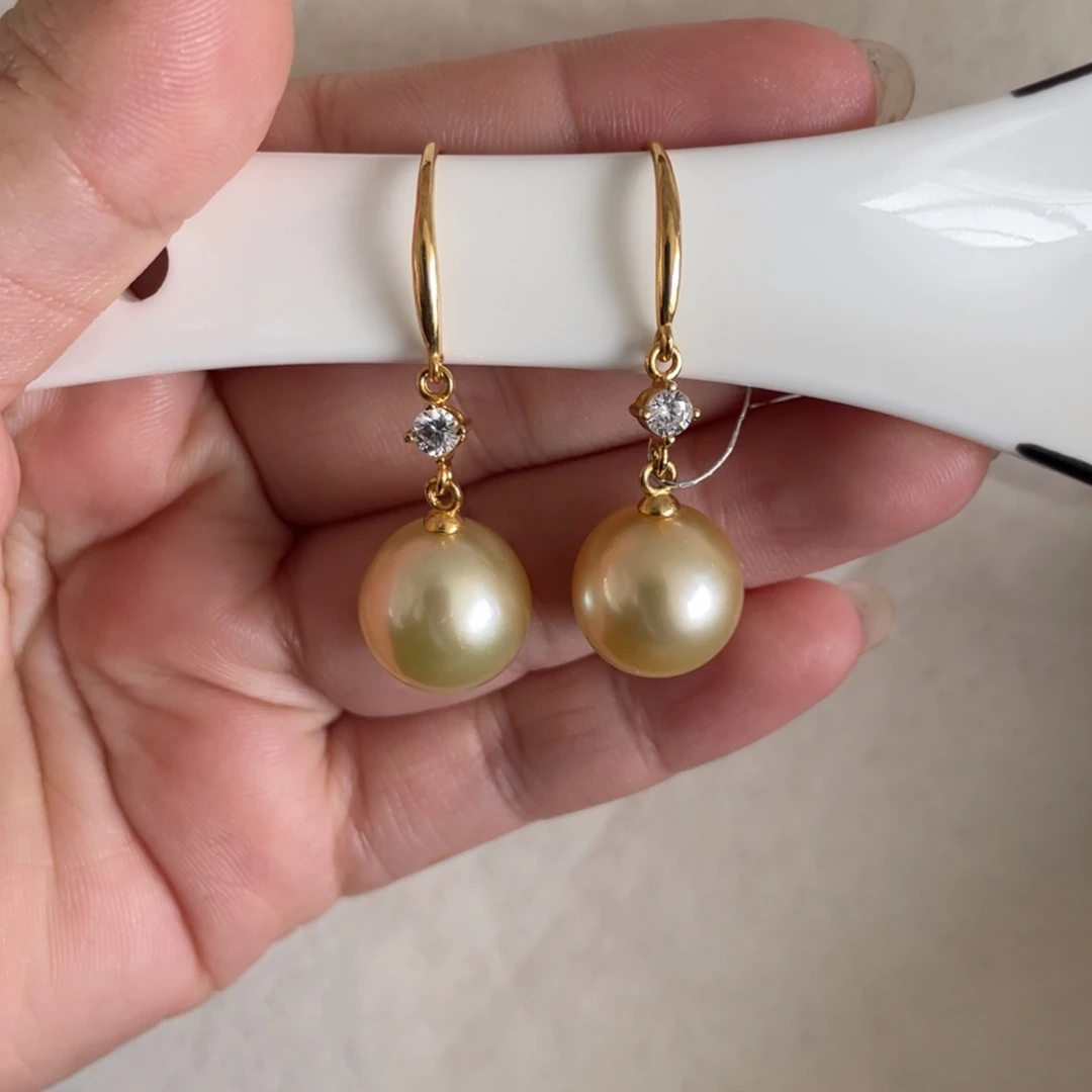 海水珍珠耳饰银S925镶嵌12-13mm