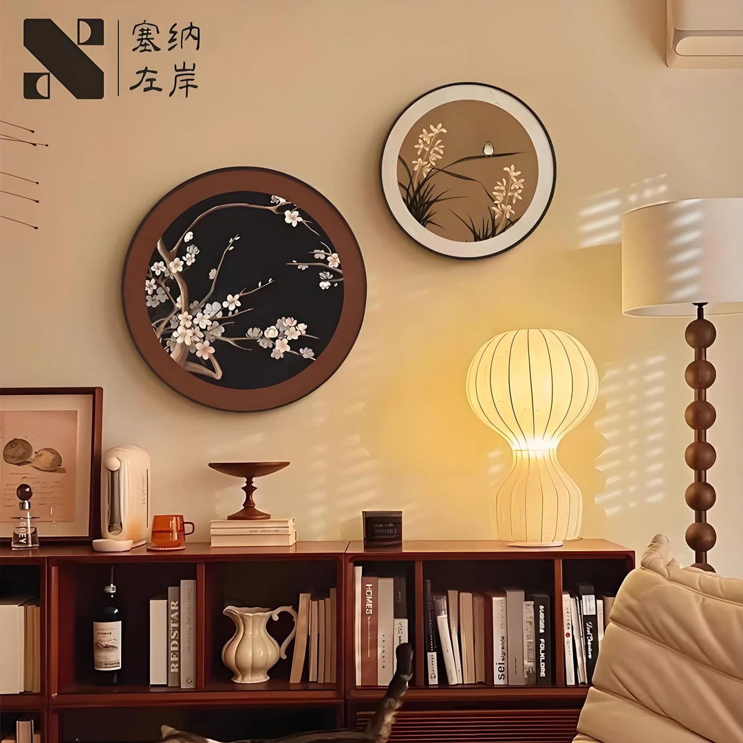 法式中古风客厅玄关装饰画梅兰竹菊餐厅壁画复古卧室主卧房间挂画