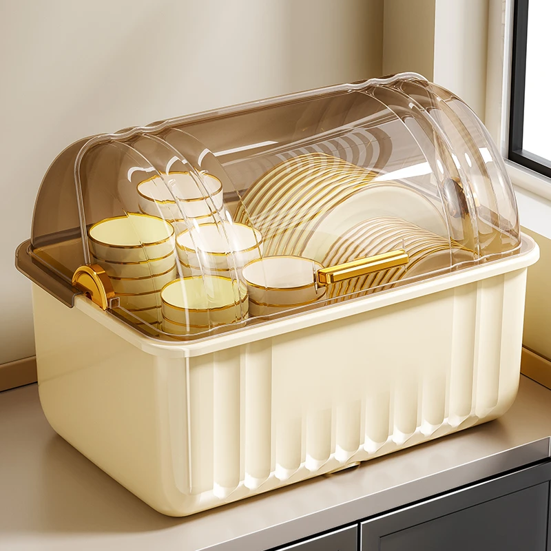 碗筷收纳盒台面放碗碟收纳架子厨房装餐具家用防尘置物架沥水碗柜
