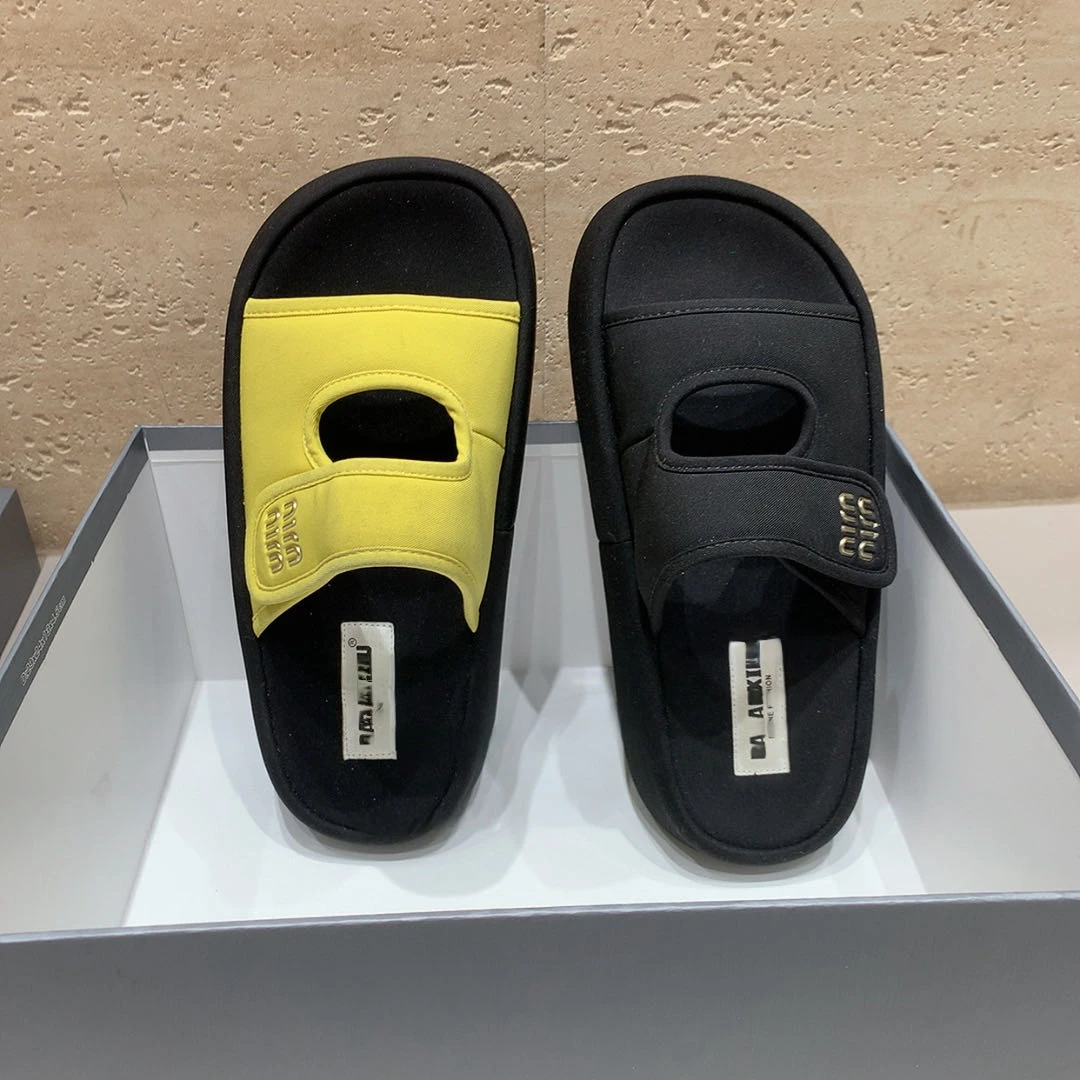 【618大促】大金波哥大码女鞋35-42码厚底魔术贴显瘦一字拖凉拖鞋