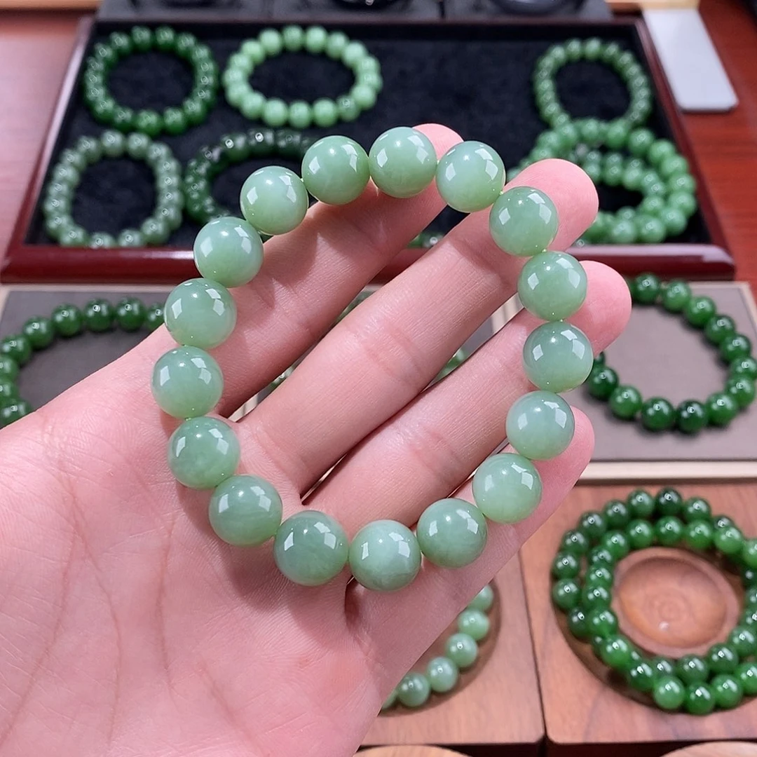 手串未镶嵌和田玉（碧玉）俄碧粉青手串15号