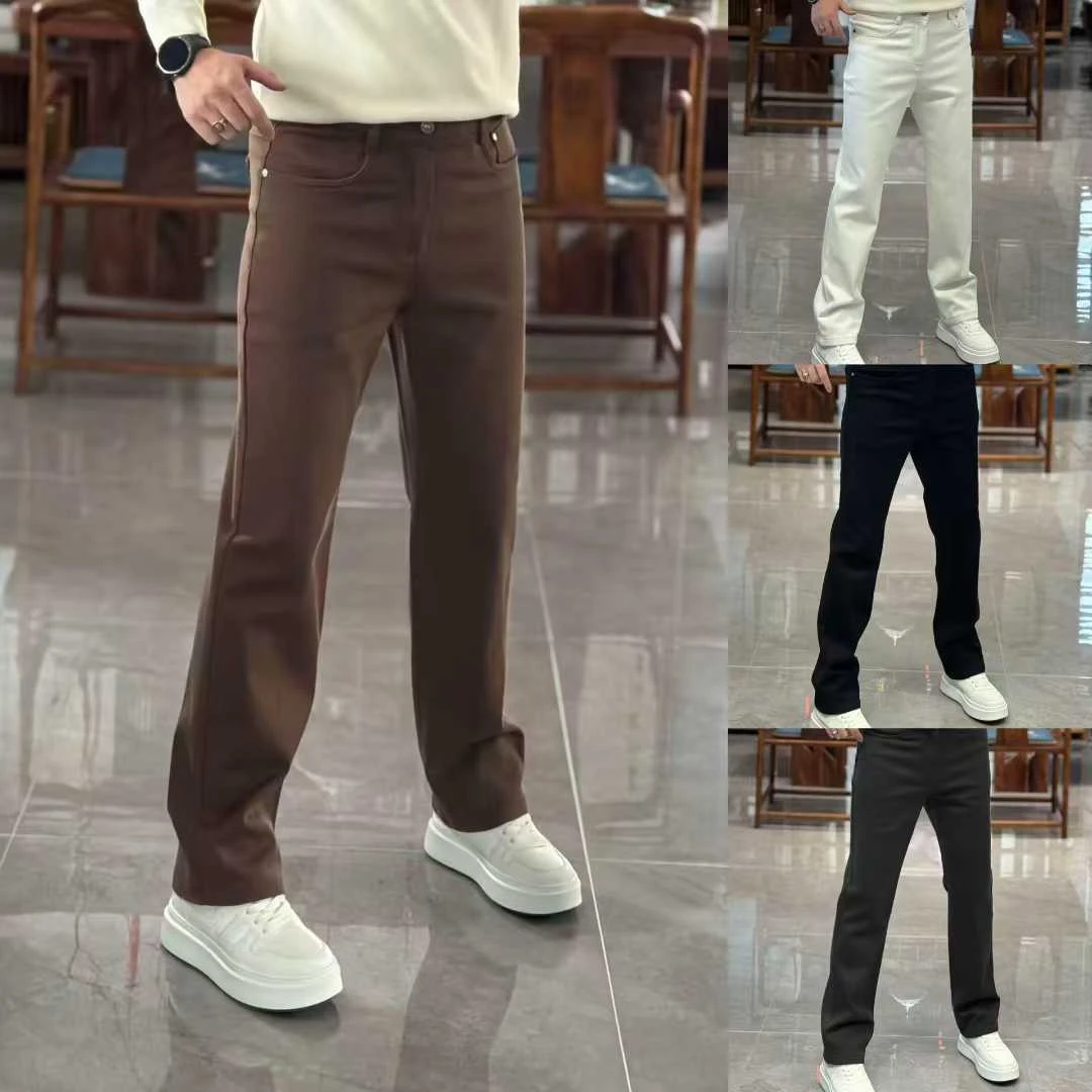 6696    新款男士高奢时尚休闲简约直筒薄绒牛仔裤