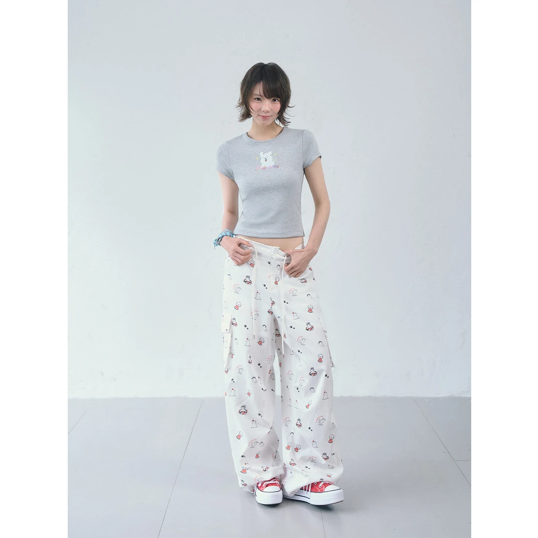 【联名系列】ablueberry×潦草小狗Moonge烫钻修身短袖t恤女26夏