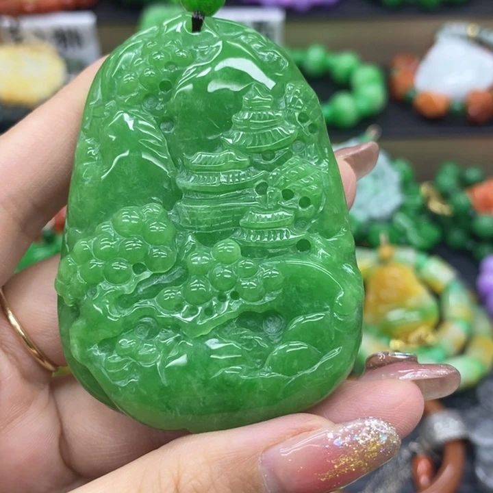 黑***翡翠未镶嵌颈饰项链2