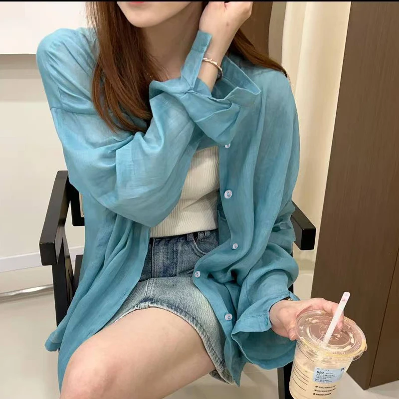 2025新款港风气质纯色百搭衬衣洋气显白显瘦长袖衬衫女LK2502650