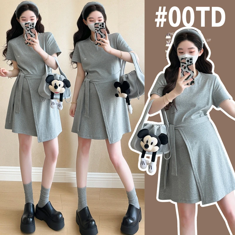 宽松舒适孕妇装女夏季新款大码高质量针织孕妇连衣裙辣妈时尚穿搭