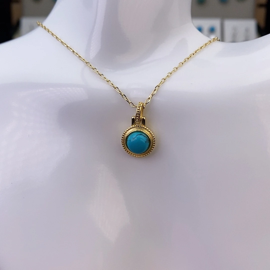 绿松石银S925镶嵌颈饰