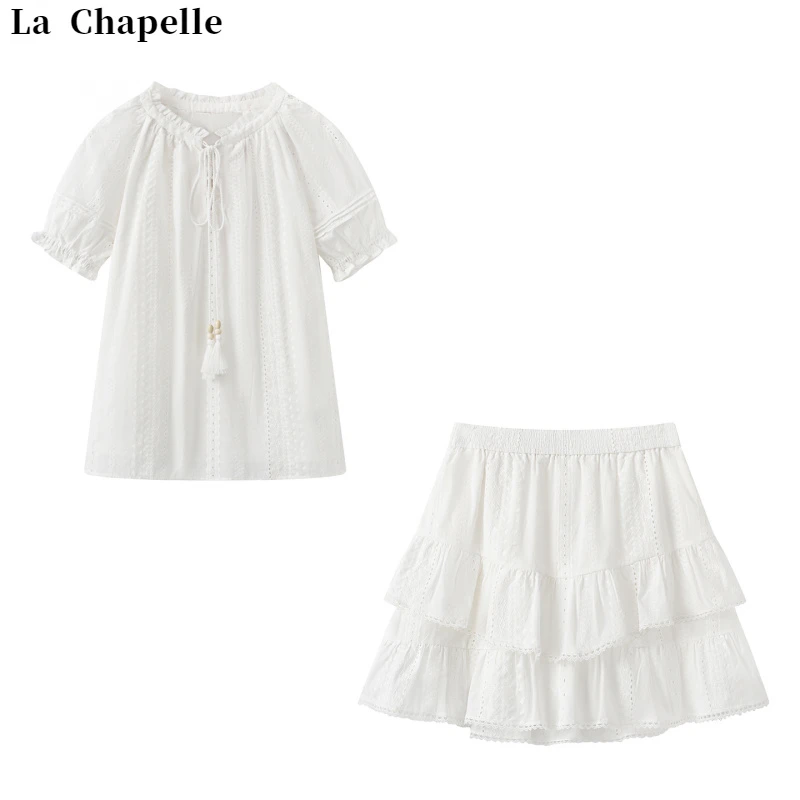 La Chapelle/拉夏贝尔6031慵懒风法式衬衫森系原宿风短裙时尚套装