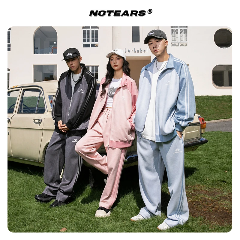 NOTEARS/没有眼泪 情侣装美式仿麂皮宽松休闲套装TZ20A