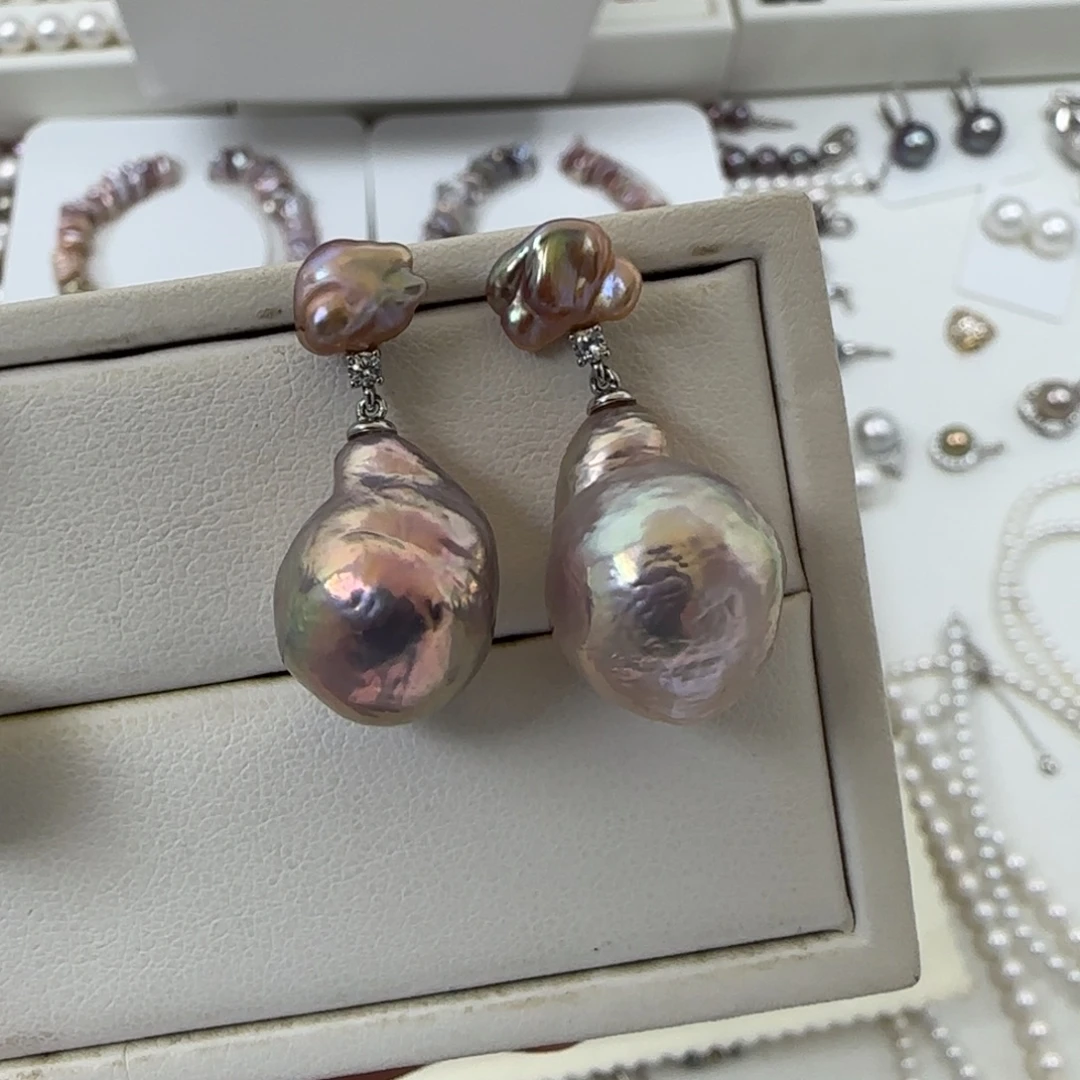 淡水珍珠耳饰银S925镶嵌