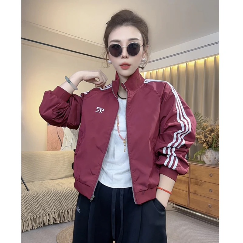 蝴蝶结刺绣冲锋衣短外套女2505年秋季新款小个子夹克上衣