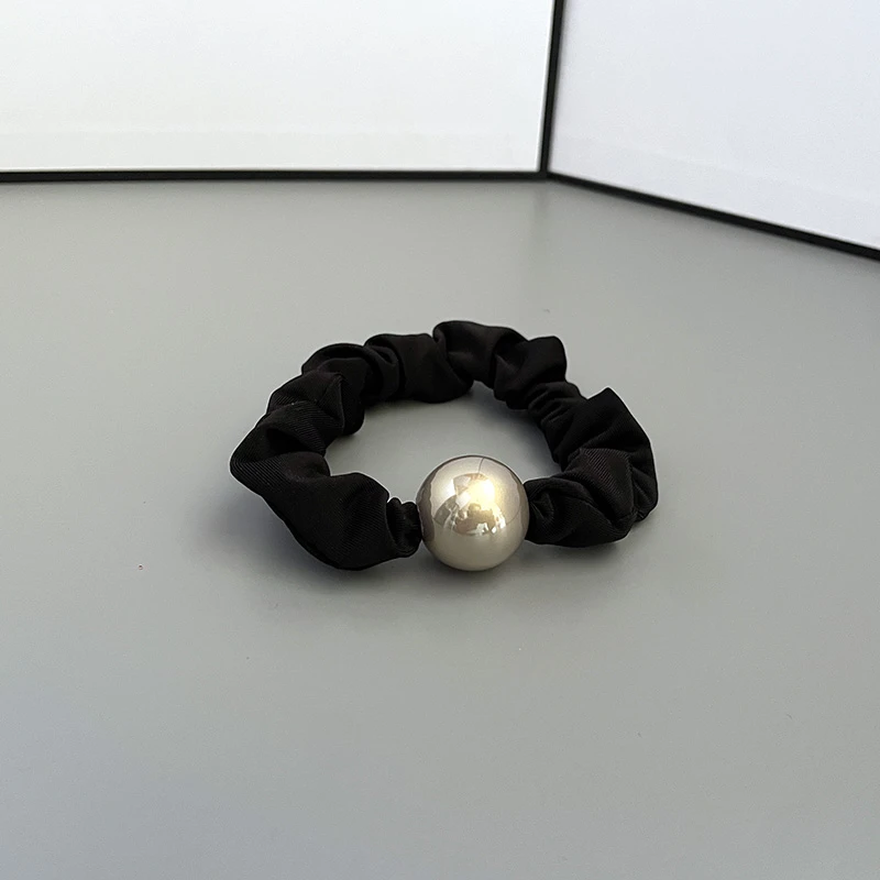 高级感珍珠黑色大肠发圈皮筋发饰简约百搭高弹力头绳韩版发绳发饰