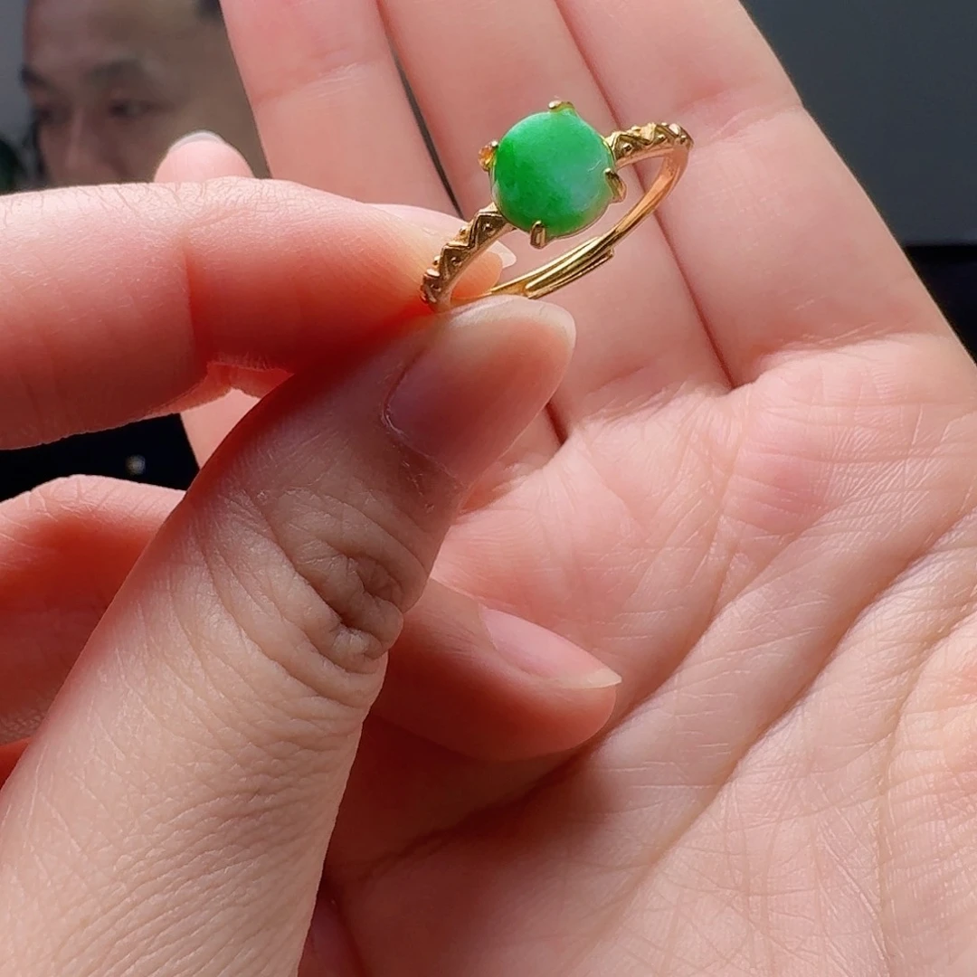 翡翠戒指银S925镶嵌天然