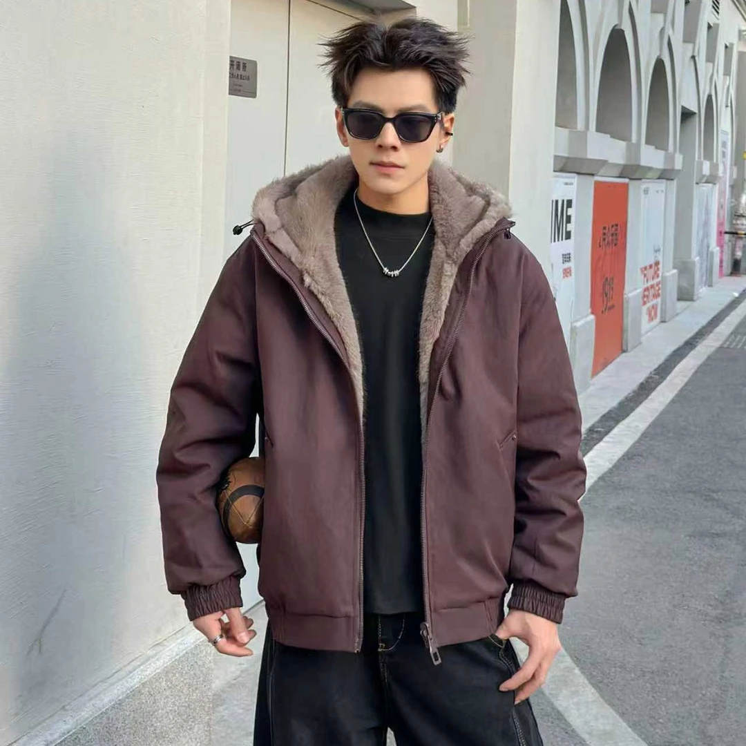 实体店高品质座山雕连帽双面穿时尚百搭加厚短款保暖外套62冬季