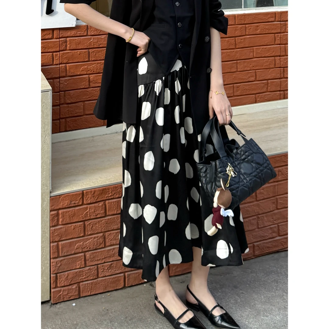 GIRDEAR/哥弟「春之圆舞曲」波点复古港风半身裙法式高腰裙120011