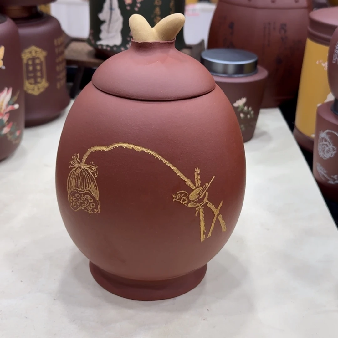 紫砂茶叶罐荷塘赏夏一斤