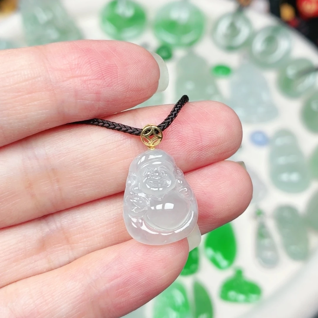 翡翠18K金镶嵌颈饰缅甸天然A货翡翠