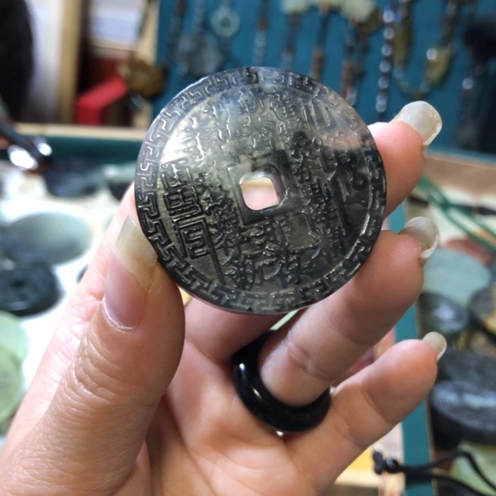 岫玉未镶嵌岫玉五帝钱手链