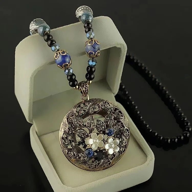 铜合金项链 铜合金仿水晶项链 复古毛衣链女百搭秋冬长款项链配饰