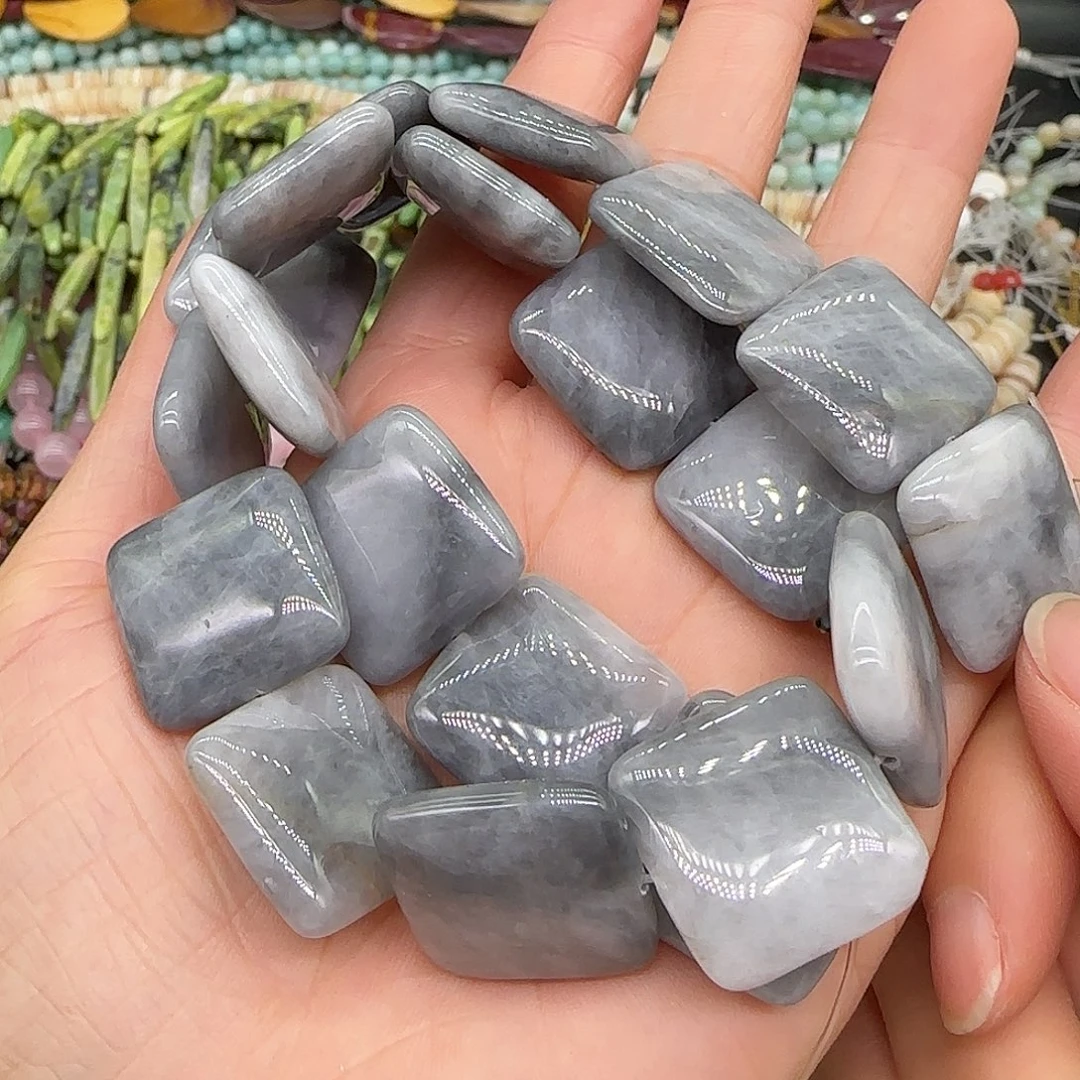 玛瑙/玉髓合金珠宝半成品鹰眼石20mm一条