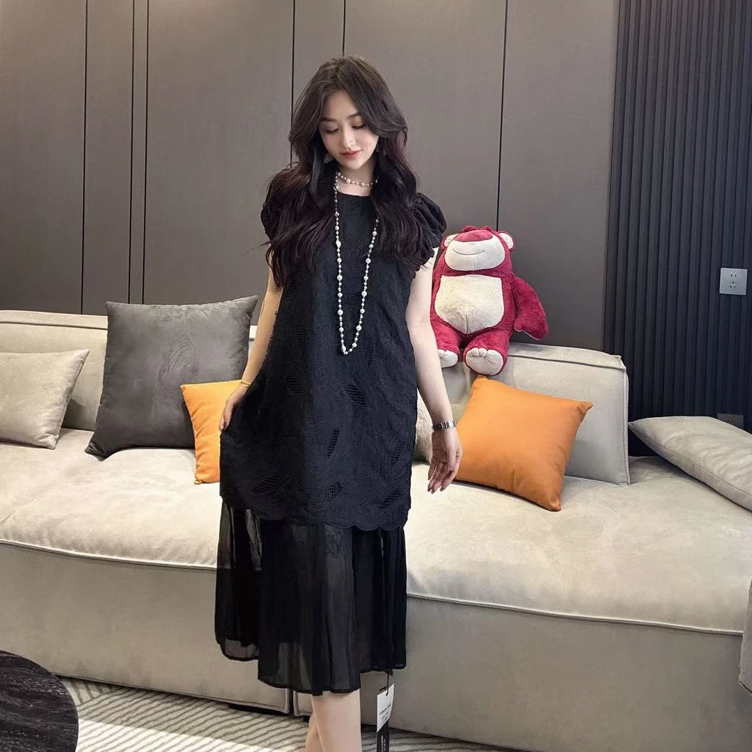LL【女王优选】轻奢高端时尚气质设计师连衣裙6356收腰裙子蕾丝显瘦