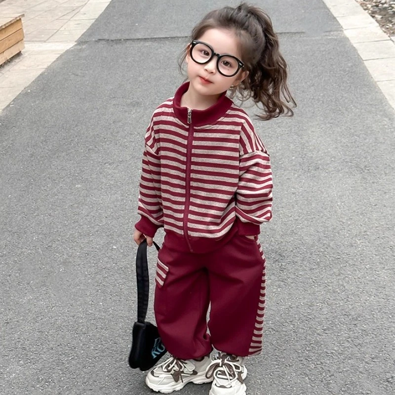 MK&UR.BV女童套装春秋2025新款儿童洋气秋季女宝宝秋装运动两件套