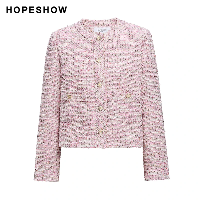 红袖秋季新款女装 香风肌理感正肩单排扣圆领外套89424050415