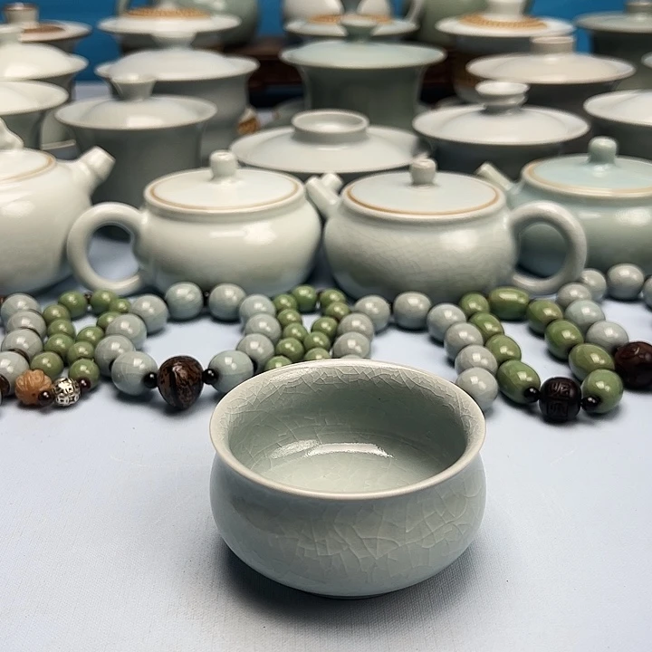 &***&杯仿古月白釉卧佛杯原矿原釉原产地