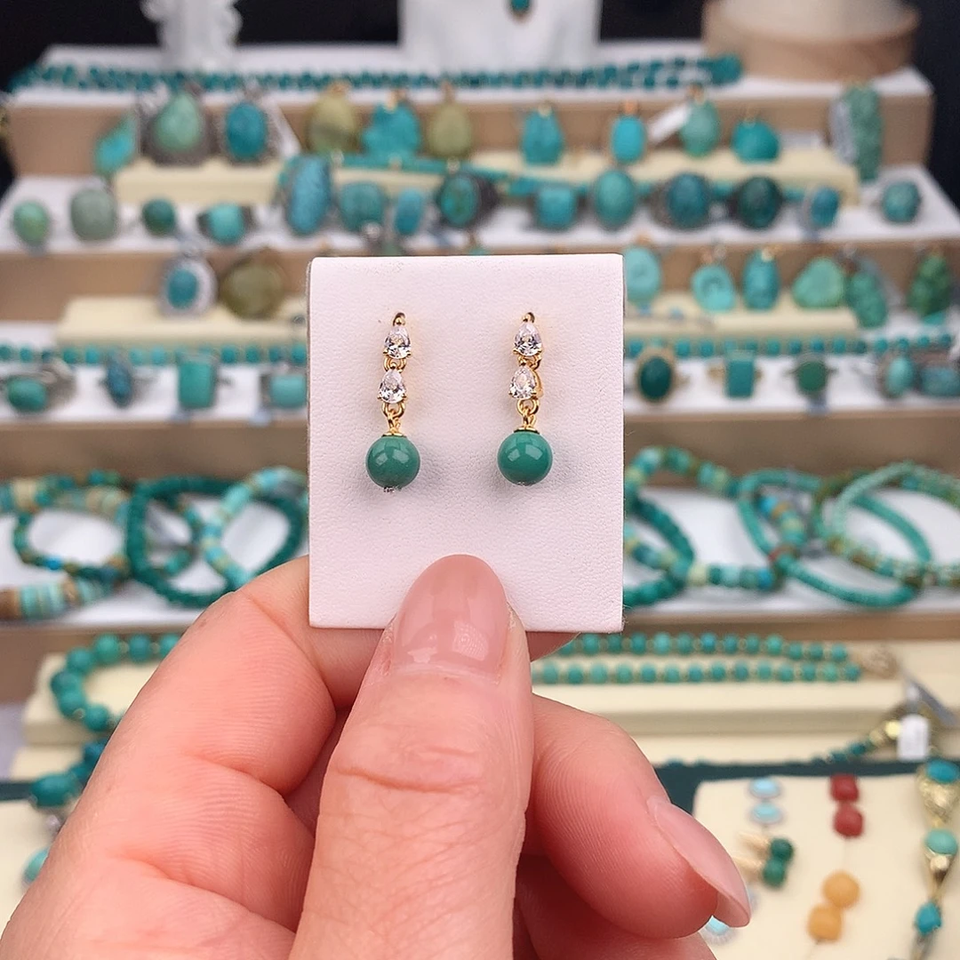 绿松石未镶嵌耳饰