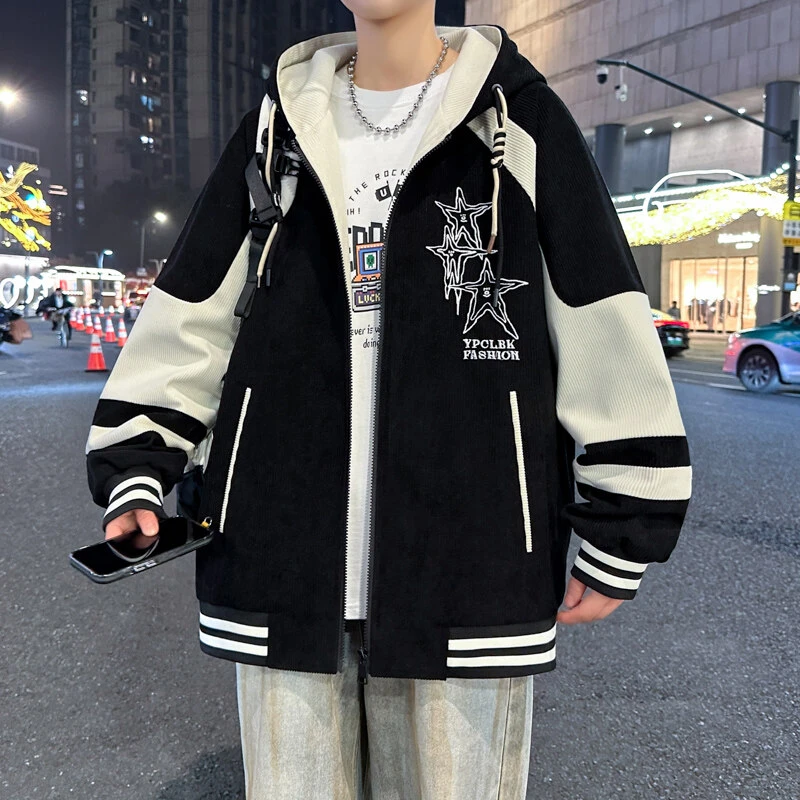 Mexican/稻草人春季连帽宽松夹克男学生帅气上衣宽松外套运动百搭