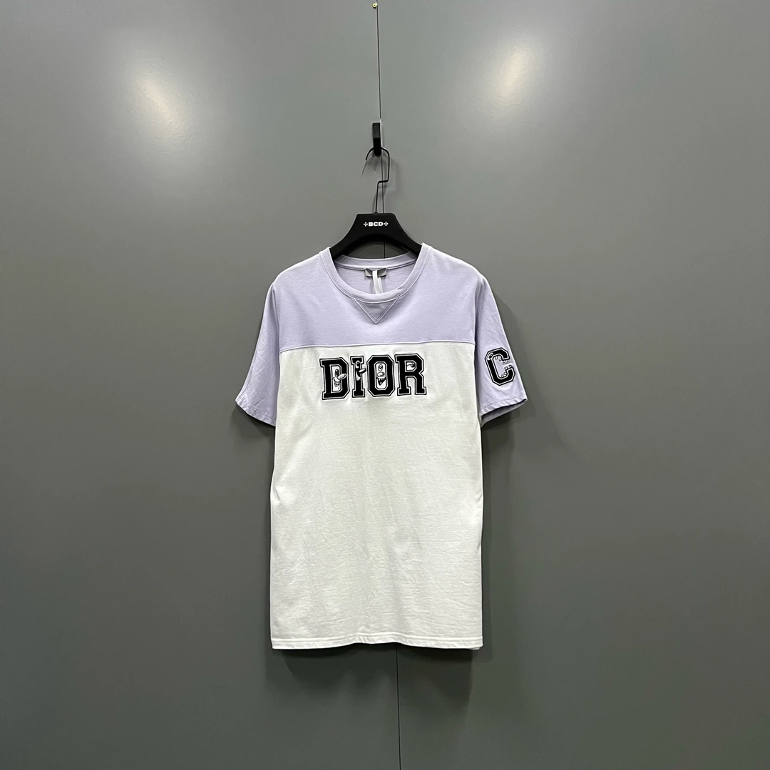 99新 DIOR/迪奥 h85 000142  拼色logo短袖 XL码