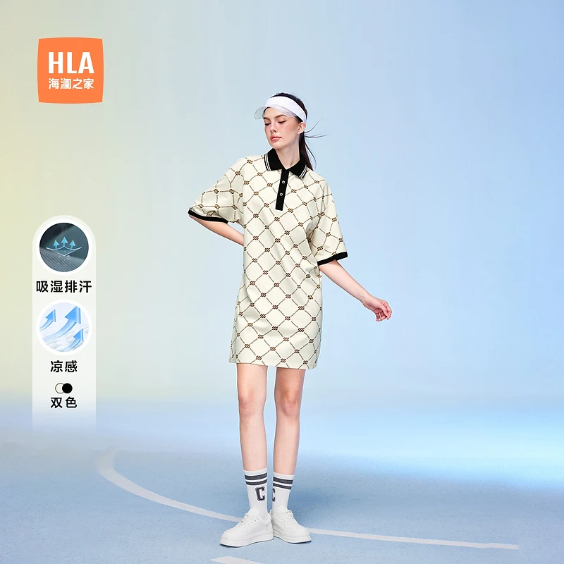 【sportsday潮流马术运动】海澜之家polo裙女装24新格子裙子春夏