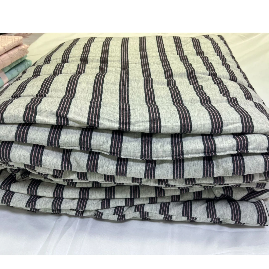 棉 针织 白色浅灰条 手感超柔 被子