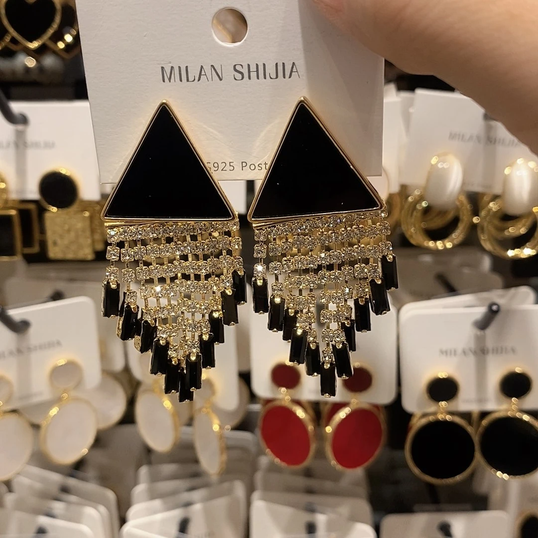 铜合金925银合成立方氧化锆三角锆石流苏