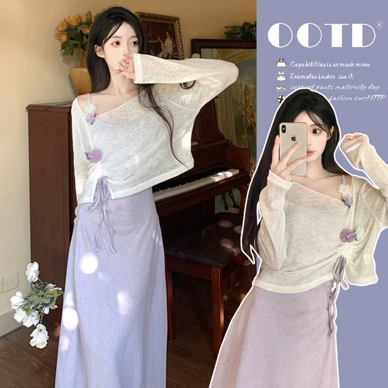 时髦孕妇装春夏新款温柔风花朵防晒上衣中长款显瘦款小个子连衣裙